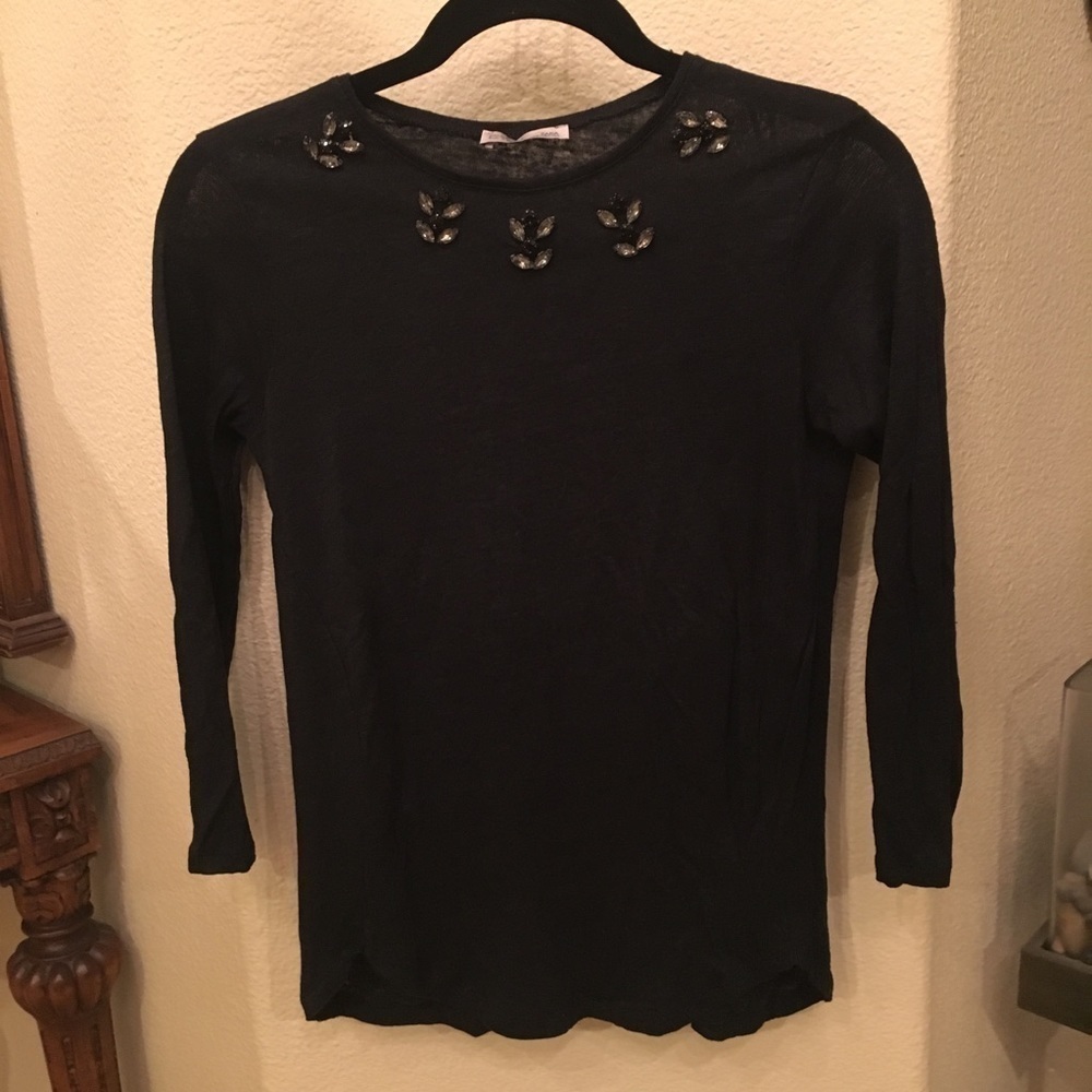 ZARA Black Top with Embellishments Size Small